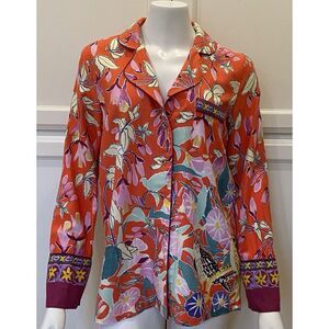 Women's Sz Small Anthropologie Lil Sire Cheetah Dreams Flannel Pajama Shirt Top